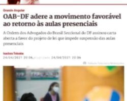 OAB-DF adere a movimento favorável ao retorno às aulas presenciais (Metrópoles)